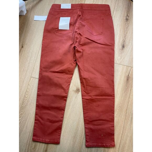 Soft Surroundings Rust Red Slim Straight Jeans Size 14P NWT - Picture 2 of 5
